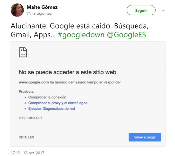 Imagen - Google está caído para muchos usuarios
