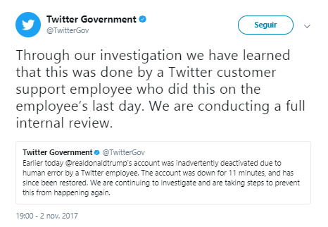 Imagen - La cuenta de Donald Trump en Twitter es desactivada por un empleado descontento