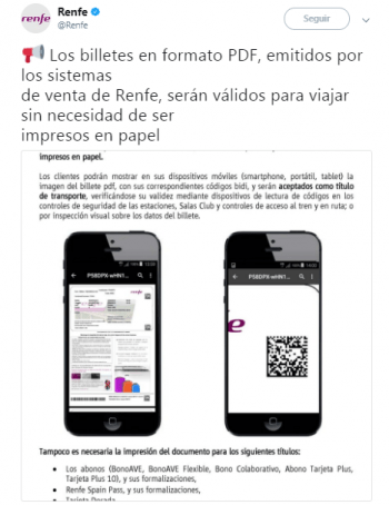 Imagen - Ya puedes llevar el billete PDF de Renfe en el móvil