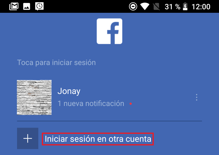 Iniciar sesión con otra cuenta en facebook