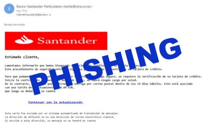 Imagen - Cuidado con el email sobre el bloqueo de tu tarjeta de crédito del Banco Santander