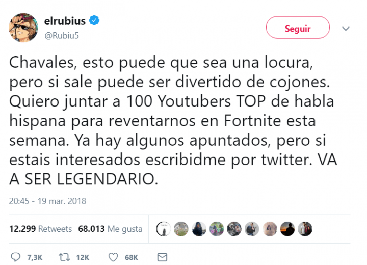 Imagen - El Rubius consigue 1 millón de espectadores jugando a Fortnite con 100 youtubers