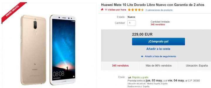 Imagen - Oferta: Huawei Mate 10 Lite por solo 229 euros en eBay