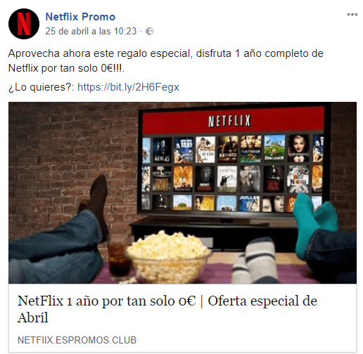 Imagen - Cuidado con Netflix Promo y su regalo de 1 año por 0€ en Facebook