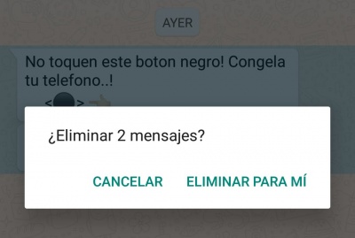 Imagen - El botón negro que congela tu teléfono, una cadena viral que circula por WhatsApp