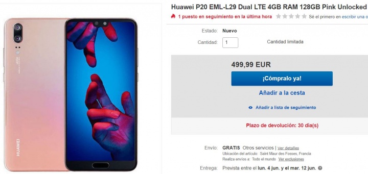Imagen - Oferta: Huawei P20 a solo 499 euros