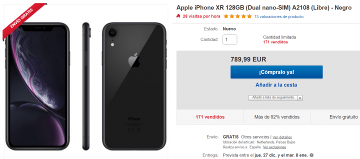 Imagen - Oferta: iPhone Xr de 128 GB por solo 789 euros en eBay