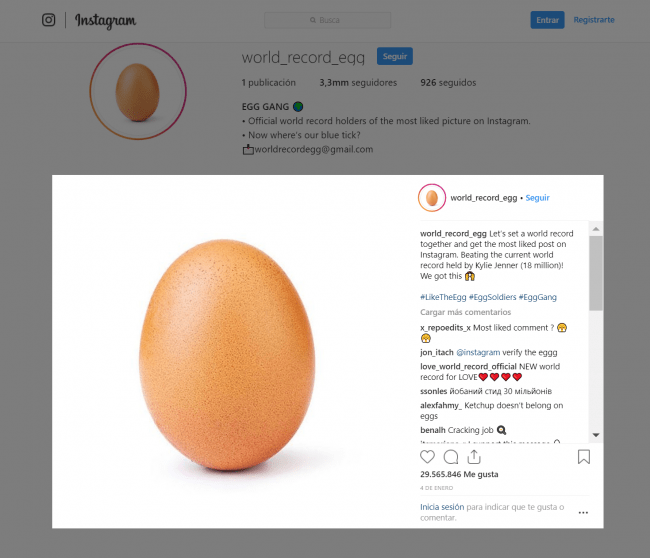 Imagen - Un huevo es la foto con más likes en Instagram