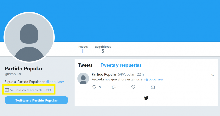 Imagen - El Partido Popular crea una nueva cuenta en Twitter y la antigua queda restringida