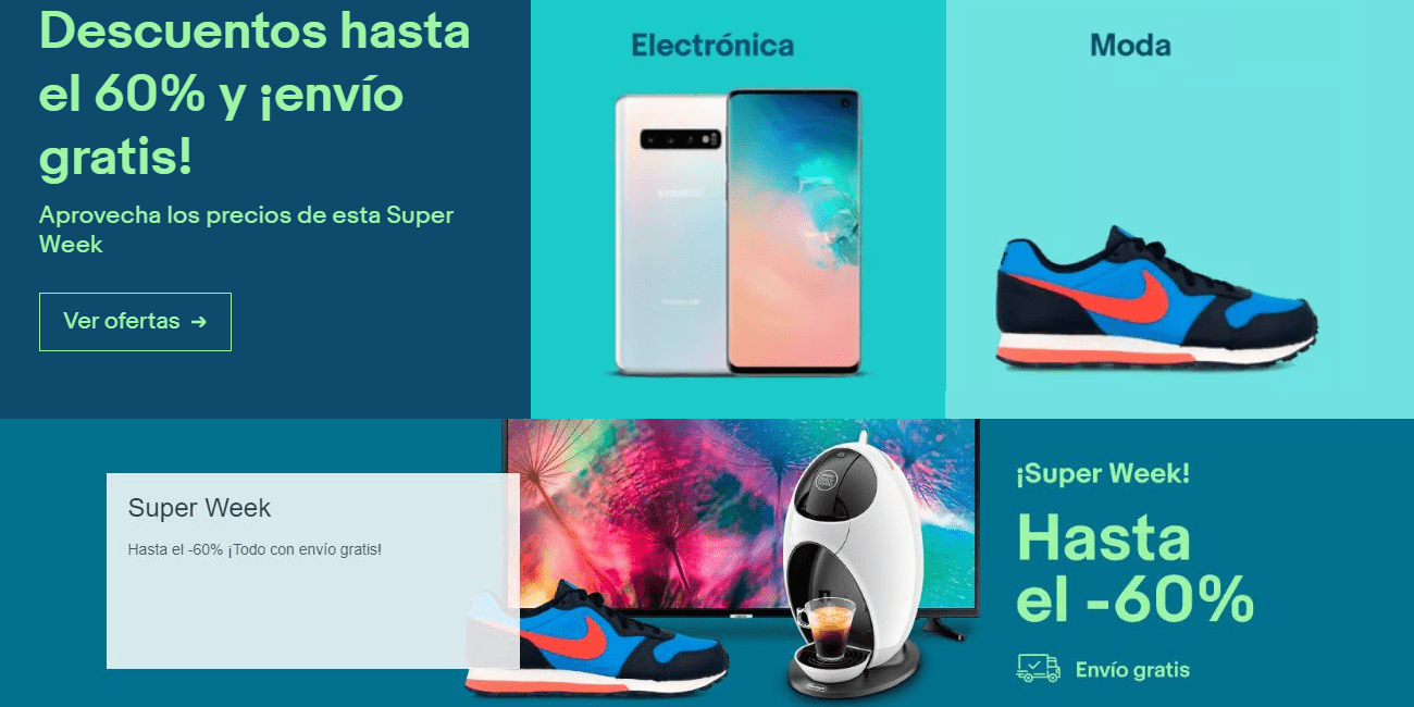 eBay lanza un nuevo Super Week con descuentos de hasta el 60% y envíos gratuitos