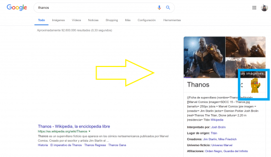 Imagen - Google borra la mitad de los resultados al buscar &quot;Thanos&quot; de Los Vengadores