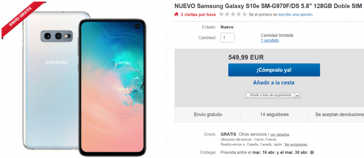 Imagen - Oferta: Samsung Galaxy S10e por solo 549 euros en eBay