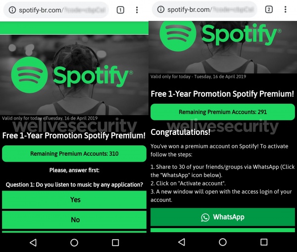 Imagen - &quot;Spotify está donando cuentas Premium por 1 año&quot;, cuidado con el bulo de WhatsApp