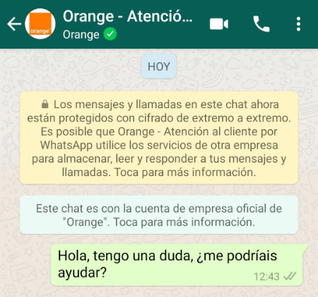Imagen - Cómo contactar con Orange a través de WhatsApp