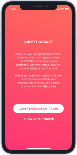 Imagen - Traveler Alert, la función de Tinder que avisa a los usuarios LGBTQ de países peligrosos