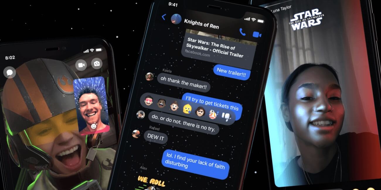 Facebook Messenger añade filtros, stickers y temas de Star Wars: El ascenso de Skywalker
