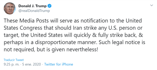 Imagen - Trump usará Twitter para informar al Congreso sobre el conflicto con Irán