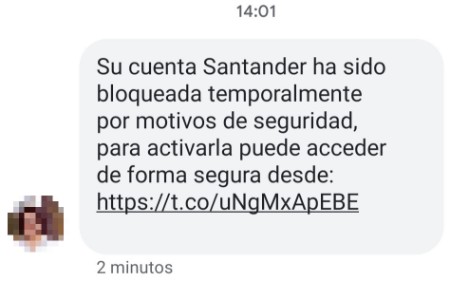Imagen - SMS del Santander sobre una cuenta bloqueada, ¿es real?