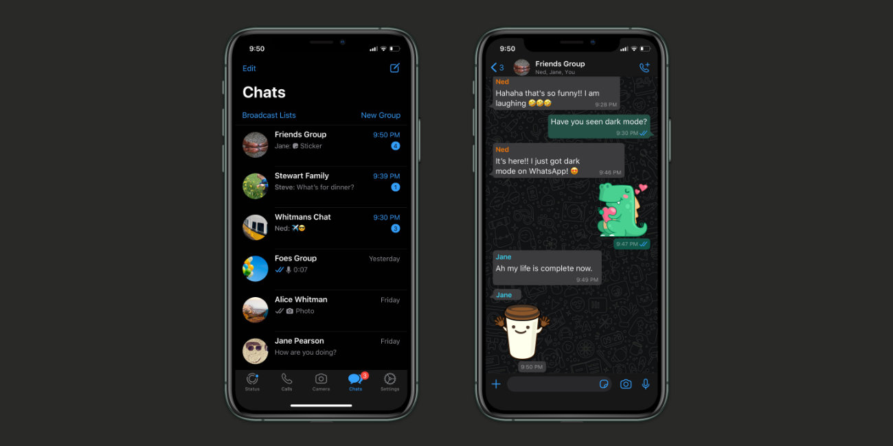 WhatsApp presenta el modo oscuro en Android y iPhone oficialmente