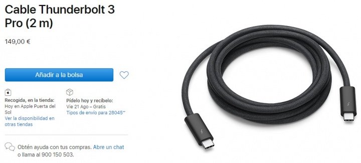 Imagen - Apple vende el Thunderbolt 3 Pro (2 m) por 149 euros