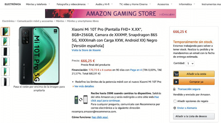 Imagen - Xiaomi Mi 10T Pro se filtra en Amazon España