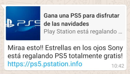 Imagen - &quot;Sony está regalando PS5&quot; por WhatsApp, ¿es cierto?