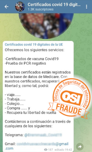 Imagen - Fraude en Telegram: certificados de vacuna y PCR falsos