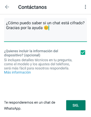 Imagen - WhatsApp añade soporte mediante chat en la app