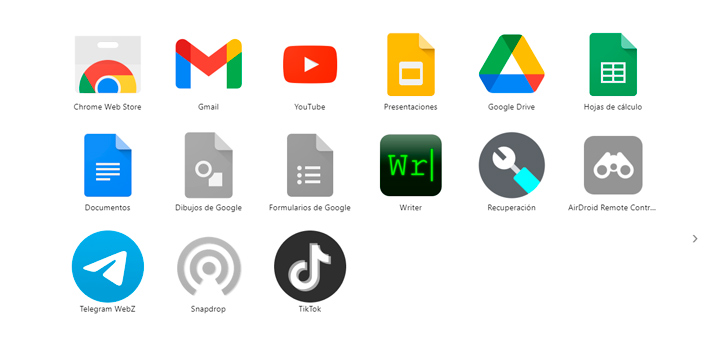 Bild - Chrome://apps - som finns på alla appar som installeras i Chrome