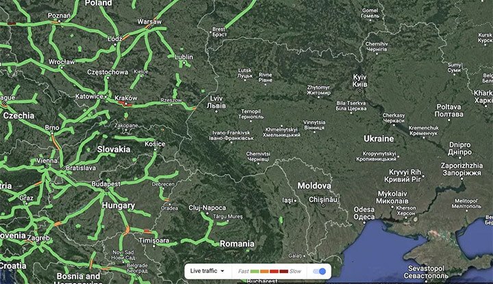 Imagen - Google Maps desactiva la capa tráfico en Ucrania