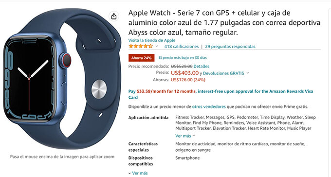 Imagen - Oferta: Apple Watch Series 7 rebajado 5 (EE.UU.)