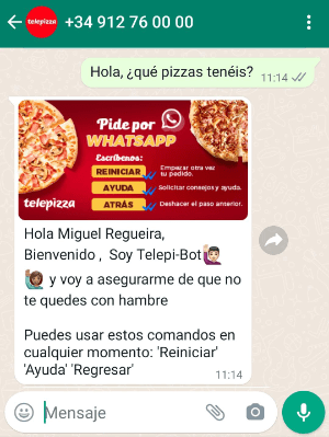Imagen - Cómo pedir a Telepizza por WhatsApp