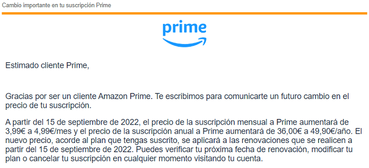 Imagen - Amazon Prime sube precios: la suscripción anual sube 13,90 €