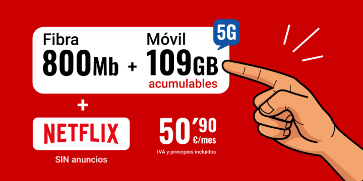 Imagen - Pepephone mejora la tarifa de fibra + 99 GB + Netflix: ahora incluye 109 GB