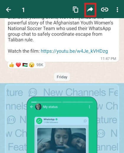 Imagen - WhatsApp ya permite compartir posts de canales
