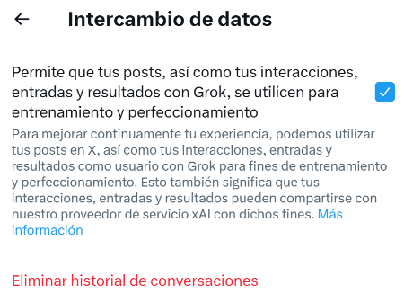 Imagen - Cómo desactivar que X/Twitter use tus datos para entrenar la IA de Gork