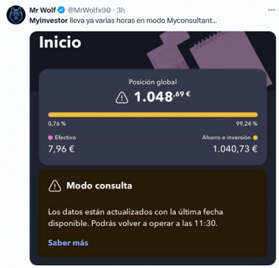 Imagen - MyInvestor caído: la plataforma registra fallos