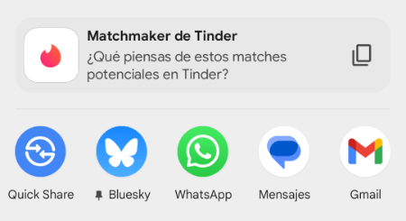 Imagen - Tinder Matchmaker no funciona: la app no deja compartir el enlace