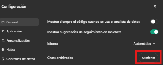 Imagen - Cómo recuperar conversaciones archivadas en ChatGPT