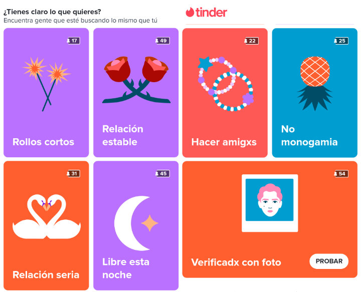 Imagen - Desde una &quot;relación seria&quot; a la &quot;no monogamia&quot;, ahora Tinder es mucho más clara