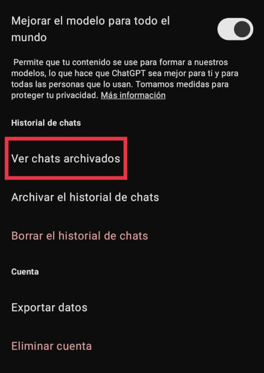 Imagen - Cómo recuperar conversaciones archivadas en ChatGPT