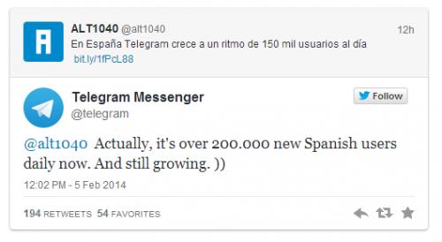 Imagen - Telegram tiene 200.000 usuarios españoles nuevos diariamente