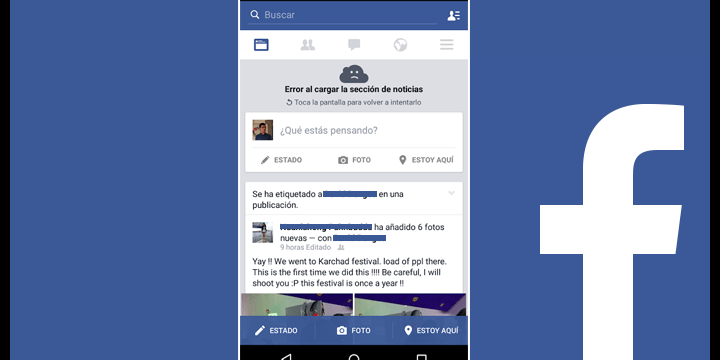 La app de Facebook no funciona: error al cargar la sección de noticias