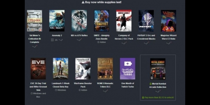 4 juegos, 6 DLC, un acceso Beta y un mes de Twitch Turbo por menos de un euro