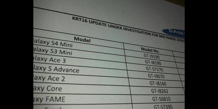 Samsung podría actualizar a Android 4.4 algunos modelos como Ace, Fame o Mini