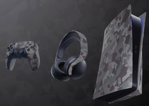 Así son los accesorios Gray Camouflage de PlayStation 5: mando, auriculares y carcasa