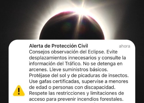 La notificación Es-Alert llega millones de móviles por el eclipse. La cuestión es si era necesario, o un abuso