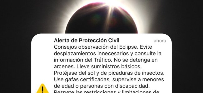 La notificación Es-Alert llega millones de móviles por el eclipse. La cuestión es si era necesario, o un abuso