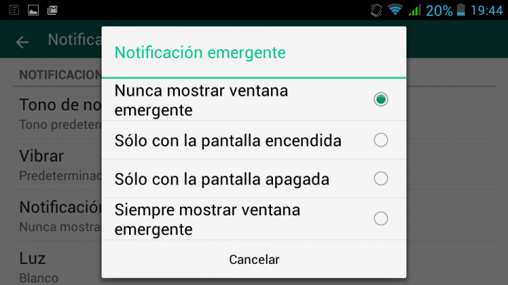Imagen - Cómo activar o desactivar las notificaciones emergentes en WhatsApp