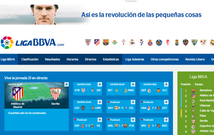 Imagen - Cómo ver los resultados de la Liga BBVA en Internet